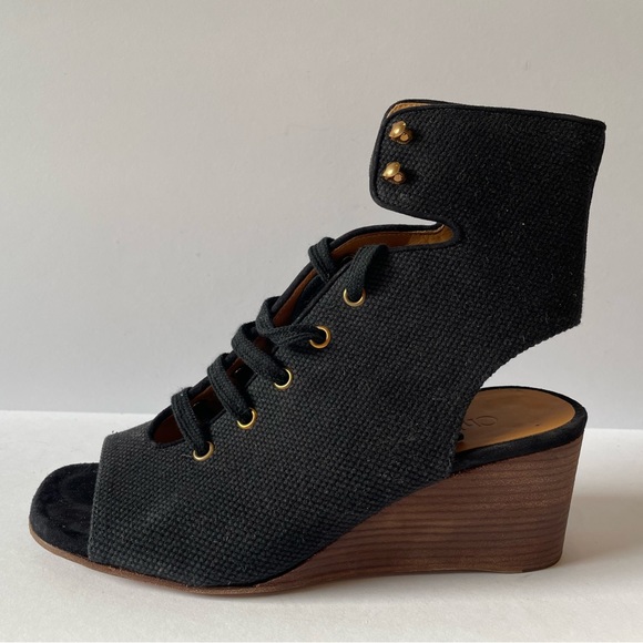 Chloe- Black Canvas Montreal Wedge - Picture 3 of 6